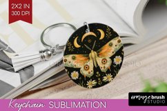 Celestial Moth Keychain PNG - Moth Keychain Sublimation Product Image 1