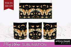 Celestial Moth Mug Wrap - Moth Mug PNG Sublimation Product Image 1