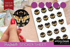 Celestial Moth Round Sticker - Moth Printable Sticker Sheet Product Image 1