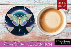 Celestial Moth Round Coaster - Moth Coaster PNG Sublimation Product Image 1