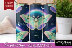 Celestial Moth Tumbler Wrap - Moth Tumbler PNG Sublimation Product Image 1