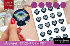 Celestial Moth Round Sticker - Moth Printable Sticker Sheet Product Image 1