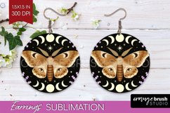 Celestial Moth Round Earrings - Moth PNG Sublimation Product Image 1