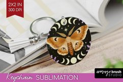 Celestial Moth Keychain PNG - Moth Keychain Sublimation Product Image 1