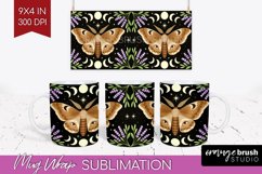 Celestial Moth Mug Wrap - Moth Mug PNG Sublimation Product Image 1