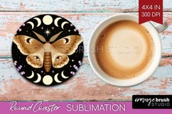 Celestial Moth Round Coaster - Moth Coaster PNG Sublimation Product Image 1