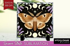 Celestial Moth Slate PNG - Moth Square Slate Sublimation Product Image 1