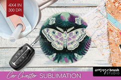 Celestial Moth Car Coaster - Moth Coaster PNG Sublimation Product Image 1