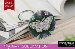 Celestial Moth Keychain PNG - Moth Keychain Sublimation Product Image 1