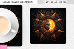 Magical Sun with Face |Celestial Square Coaster Sublimation Product Image 1