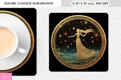 Magical Moon with Face |Celestial Square Coaster Sublimation Product Image 1