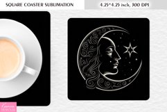 Magical Moon with Face |Celestial Square Coaster Sublimation Product Image 1