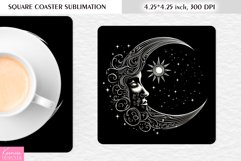 Magical Moon with Face |Celestial Square Coaster Sublimation Product Image 1