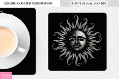 Magical Sun with Face |Celestial Square Coaster Sublimation Product Image 1