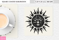 Magical Sun with Face |Celestial Square Coaster Sublimation Product Image 1