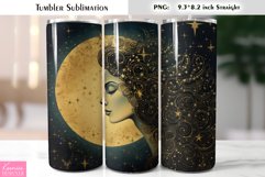 Vintage Woman and Moon| Celestial Tumbler Sublimation Product Image 1