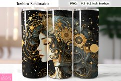 Girl Head Tumbler| Celestial Tumbler Sublimation Product Image 1