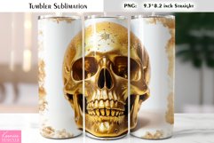 3d Gold Skull Illustration|Halloween Tumbler Sublimation Product Image 1