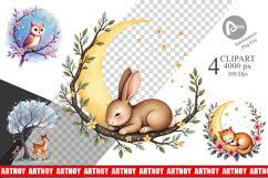 Celestial Watercolor Animals Clipart Product Image 1