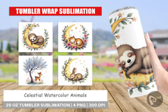 Tumbler Celestial Watercolor Animals Product Image 1