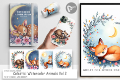 Digital Paper Celestial Watercolor Animals Product Image 1