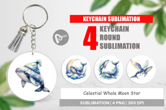 Celestial Whale Moon Keychain Product Image 1