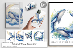 Celestial Whale Moon Digital Paper Product Image 1