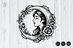 Celestial Woman Moon SVG, Mystery Lady SVG, Witch Moon SVG Product Image 1