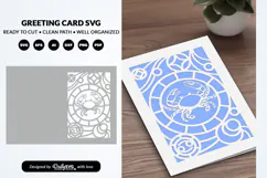 Cancer Celestial Zodiac Card SVG Astrology Greeting Card Product Image 2