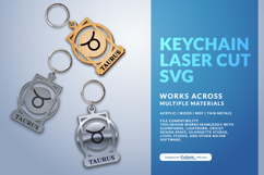 Celestial Zodiac Keychain Laser Cut SVG - Taurus Product Image 3