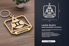 Celestial Zodiac Keychain Laser Cut SVG - Gemini Product Image 3