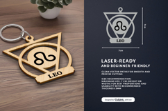 Celestial Zodiac Keychain Laser Cut SVG - Leo Product Image 2