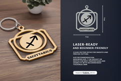 Celestial Zodiac Keychain Laser Cut SVG - Sagitarius Product Image 1