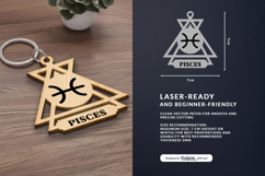 Celestial Zodiac Keychain Laser Cut SVG - Pisces Product Image 1