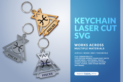 Celestial Zodiac Keychain Laser Cut SVG - Pisces Product Image 3