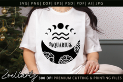 AQUARIUS Zodiac Sign SVG for Cricut Celestial moon SVG Product Image 1