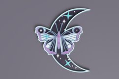 Celestial laser cut file - Layered Crescent Moon Butterfly Product Image 1