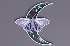 Celestial laser cut file - Layered Crescent Moon Butterfly Product Image 1