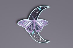 Celestial laser cut file - Layered Crescent Moon Butterfly Product Image 2