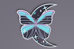 Celestial laser cut file - Layered Crescent Moon Butterfly Product Image 1