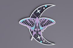 Celestial laser cut file - Layered Crescent Moon Butterfly Product Image 1