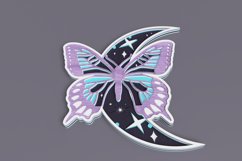 Celestial laser cut file - Layered Crescent Moon Butterfly Product Image 2