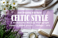3 White Bookmark Mockup, Celtic Mockup, Floral Photo, p10 Product Image 1