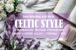 3 White Bookmark Mockup, Celtic Mockup, Floral Photo, p11 Product Image 1