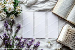3 White Bookmark Mockup, Celtic Mockup, Floral Photo, p11 Product Image 2