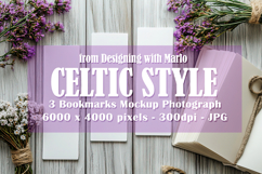3 White Bookmark Mockup, Celtic Mockup, Floral Photo, p12 Product Image 1