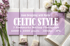 3 White Bookmark Mockup, Celtic Mockup, Floral Photo, p14 Product Image 1