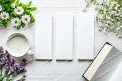 3 White Bookmark Mockup, Celtic Mockup, Floral Photo, p15 Product Image 2