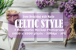 3 White Bookmark Mockup, Celtic Mockup, Floral Photo, p17 Product Image 1