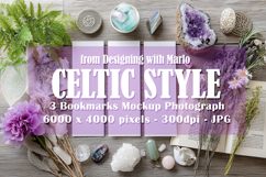 3 White Bookmark Mockup, Celtic Mockup, Floral Photo, p2 Product Image 1